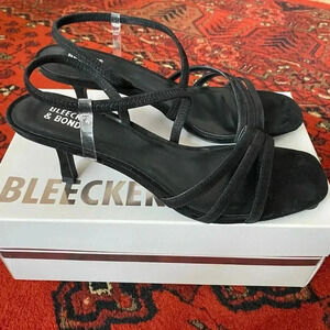 Bleecker & Bond Women’s US 9 Black Strappy Leather Heels - Perfect for Parties